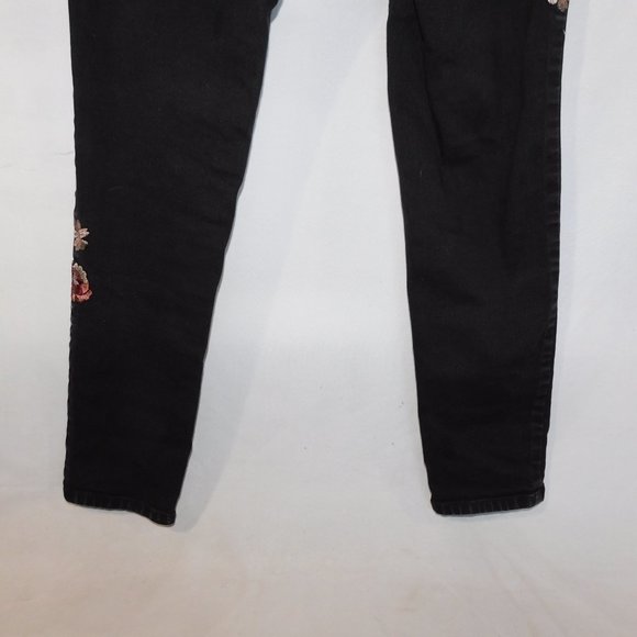 Style & Co Womens S Black Floral Embroidered Skinny Leg Pull On Jean - Picture 13 of 13
